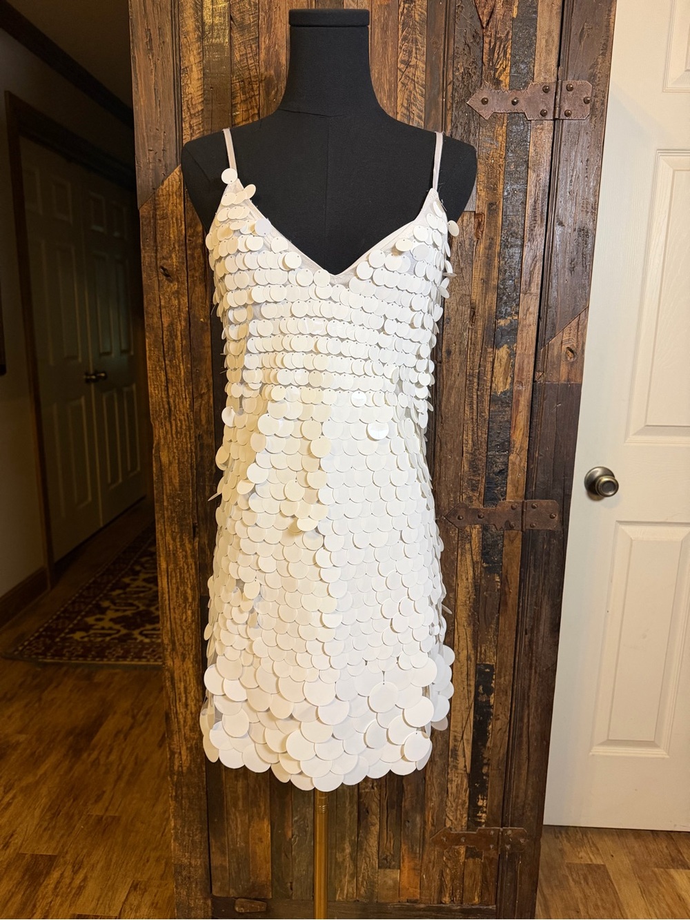 Audrey Parks Francesca’s WHT Sequin Paillette Mini Dress XS Bridal Bachelorette